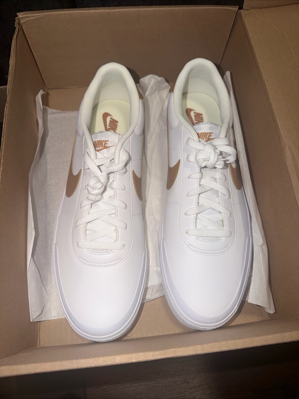 Nike Court Shot Sneakers Lifestyle Shoes White/Flax Fq8146-103 Mens Size 14